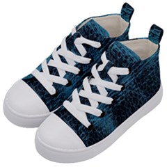 Blue Black Shiny Fabric Pattern Kid s Mid-top Canvas Sneakers by BangZart