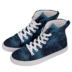 Blue Black Shiny Fabric Pattern Women s Hi-top Skate Sneakers by BangZart