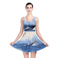 Whale Watercolor Sea Reversible Skater Dress