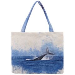 Whale Watercolor Sea Mini Tote Bag by BangZart