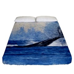 Whale Watercolor Sea Fitted Sheet (queen Size) by BangZart