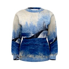 Whale Watercolor Sea Women s Sweatshirt by BangZart