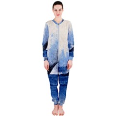 Whale Watercolor Sea Onepiece Jumpsuit (ladies) 