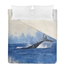 Whale Watercolor Sea Duvet Cover Double Side (full/ Double Size)