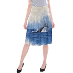 Whale Watercolor Sea Midi Beach Skirt by BangZart