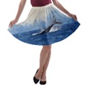 Whale Watercolor Sea A-line Skater Skirt View1