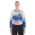 Whale Watercolor Sea Cropped Sweatshirt View1