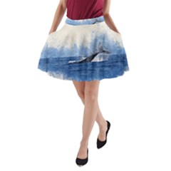 Whale Watercolor Sea A-line Pocket Skirt by BangZart