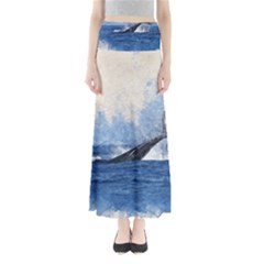 Whale Watercolor Sea Full Length Maxi Skirt by BangZart