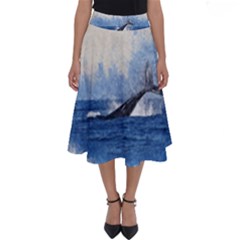 Whale Watercolor Sea Perfect Length Midi Skirt by BangZart