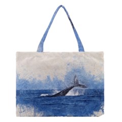 Whale Watercolor Sea Medium Tote Bag by BangZart