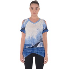 Whale Watercolor Sea Cut Out Side Drop Tee