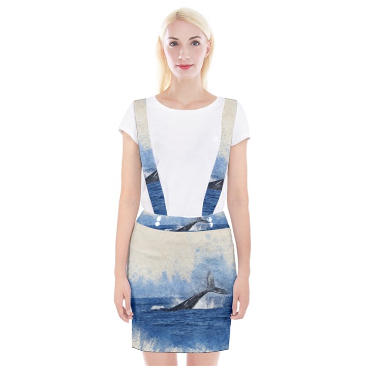 Whale Watercolor Sea Braces Suspender Skirt