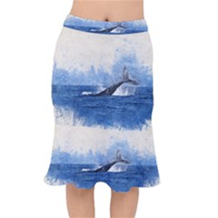 Whale Watercolor Sea Mermaid Skirt by BangZart