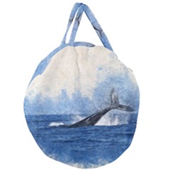 Whale Watercolor Sea Giant Round Zipper Tote by BangZart