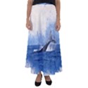 Whale Watercolor Sea Flared Maxi Skirt View1