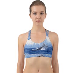 Whale Watercolor Sea Back Web Sports Bra