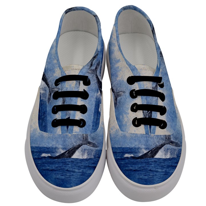 Whale Watercolor Sea Men s Classic Low Top Sneakers