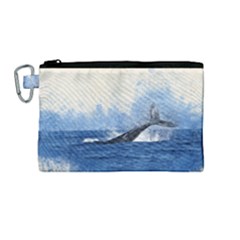 Whale Watercolor Sea Canvas Cosmetic Bag (medium)