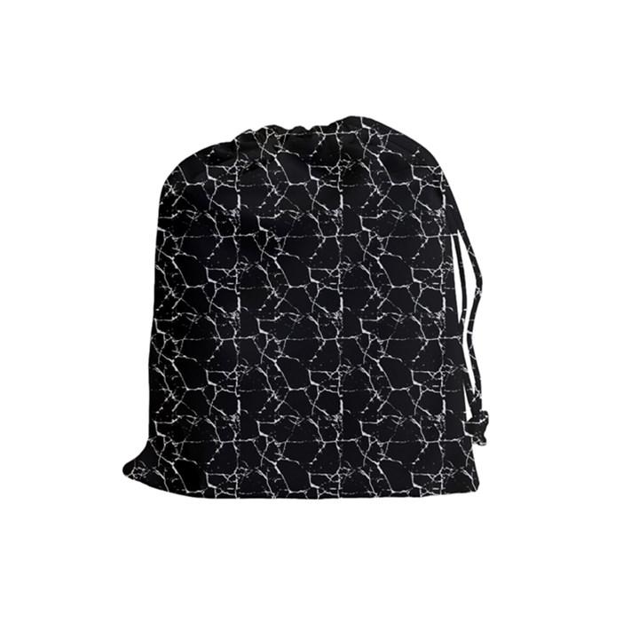 Black And White Textured Pattern Drawstring Pouches (Large) 