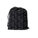 Black And White Textured Pattern Drawstring Pouches (Large)  View2