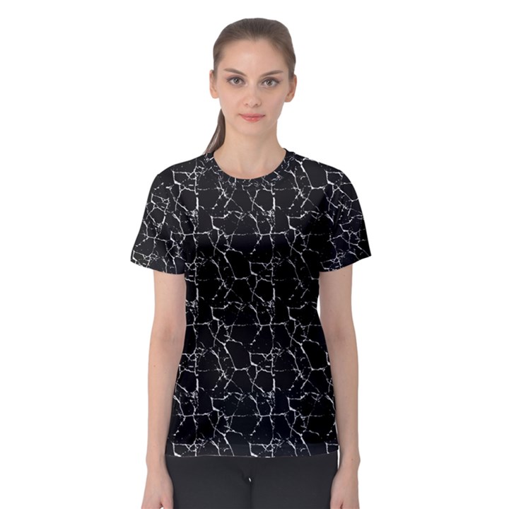 Black And White Textured Pattern Women s Sport Mesh Tee