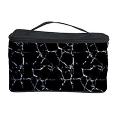 Black And White Textured Pattern Cosmetic Storage Case by dflcprints