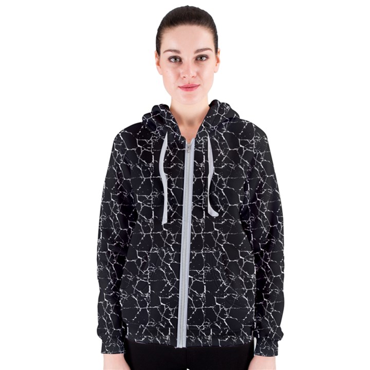 Black And White Textured Pattern Women s Zipper Hoodie