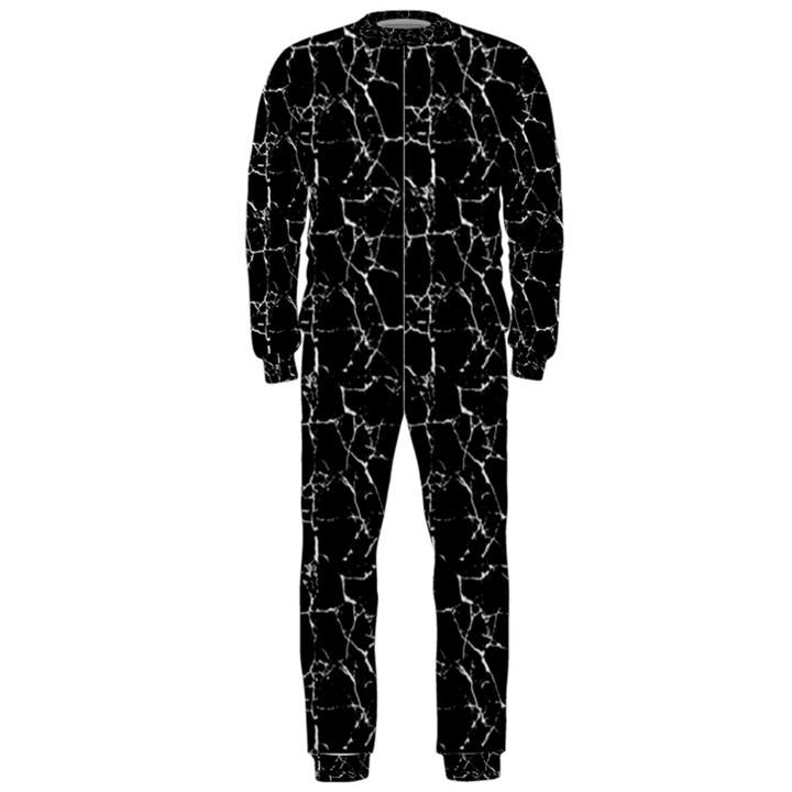 Black And White Textured Pattern OnePiece Jumpsuit (Men) 