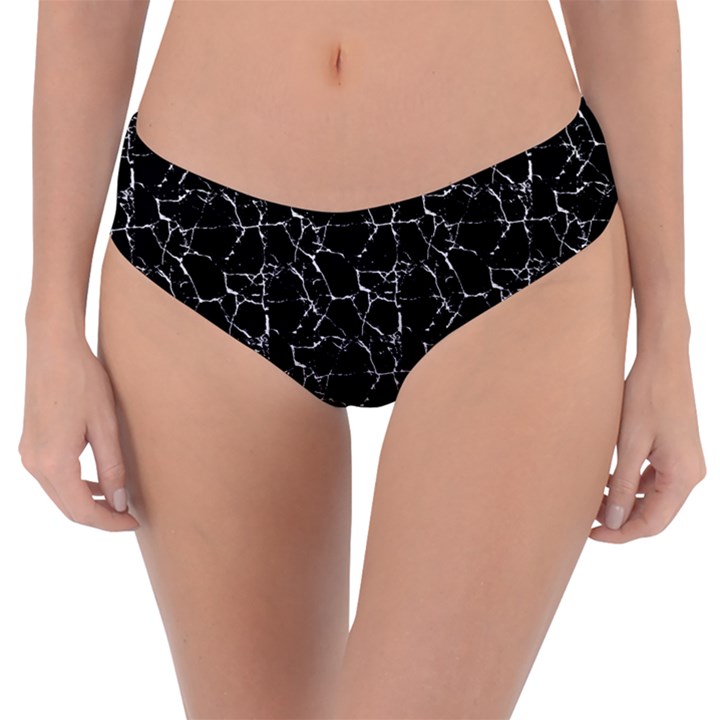 Black And White Textured Pattern Reversible Classic Bikini Bottoms