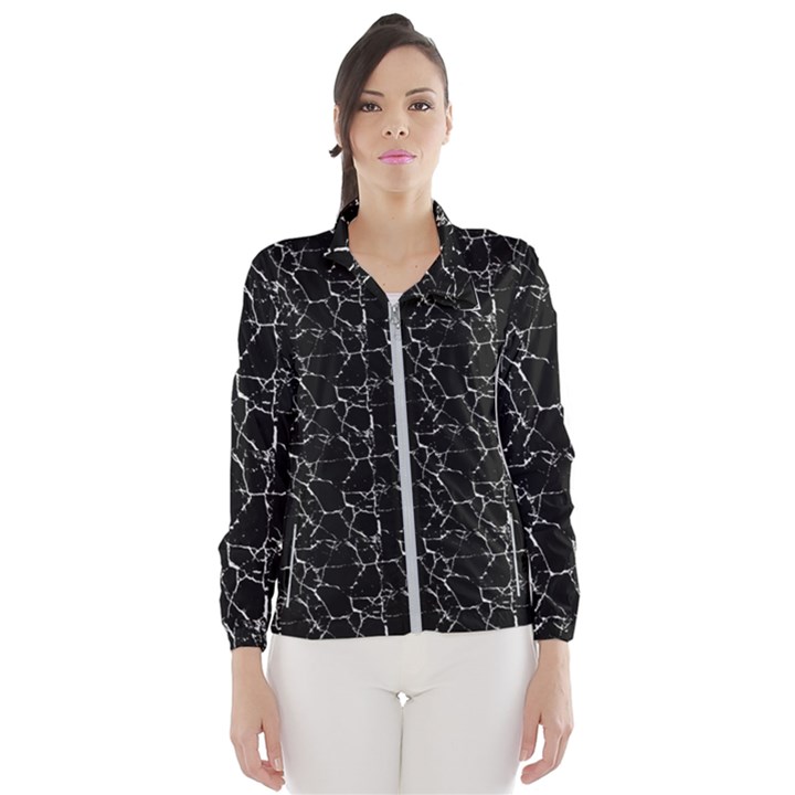 Black And White Textured Pattern Wind Breaker (Women)