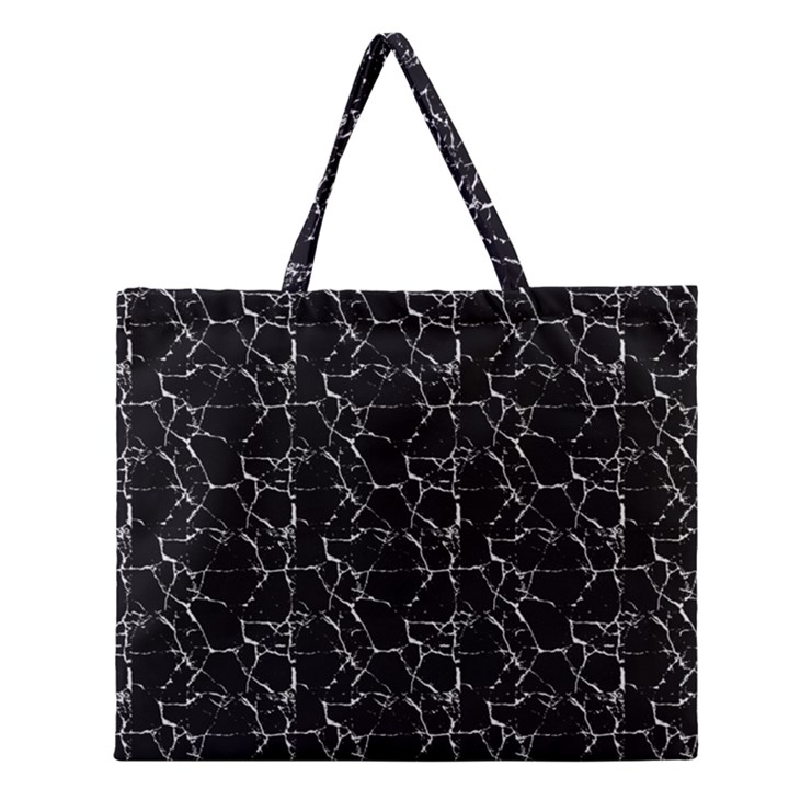 Black And White Textured Pattern Zipper Large Tote Bag