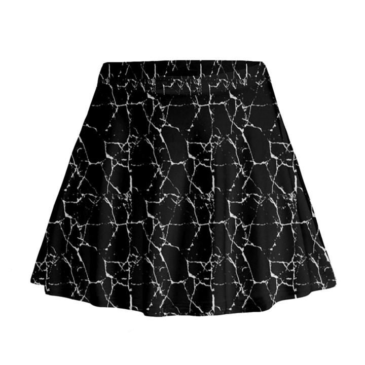 Black And White Textured Pattern Mini Flare Skirt