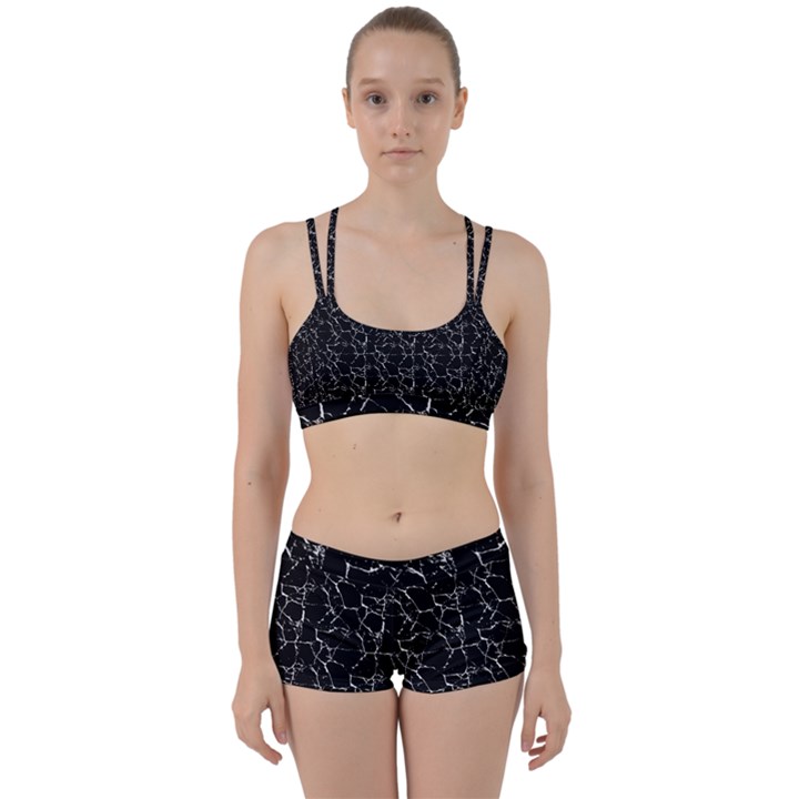 Black And White Textured Pattern Women s Sports Set