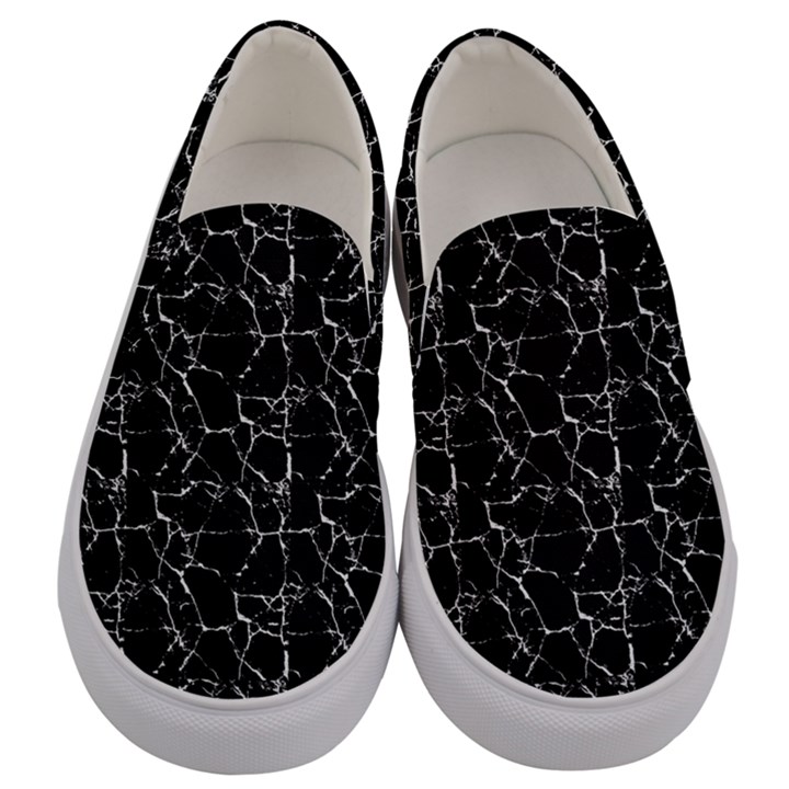 Black And White Textured Pattern Men s Canvas Slip Ons