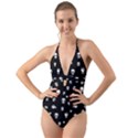 Panda pattern Halter Cut-Out One Piece Swimsuit View1