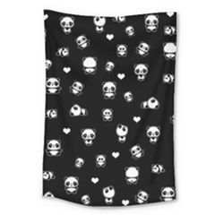 Panda Pattern Large Tapestry by Valentinaart