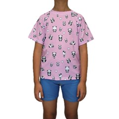 Panda Pattern Kids  Short Sleeve Swimwear by Valentinaart