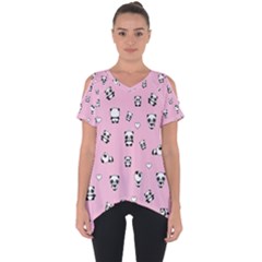 Panda Pattern Cut Out Side Drop Tee by Valentinaart