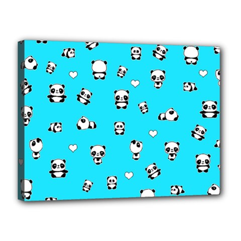 Panda Pattern Canvas 16  X 12  by Valentinaart