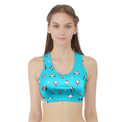 Panda Pattern Sports Bra With Border by Valentinaart