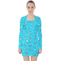 Panda pattern V-neck Bodycon Long Sleeve Dress View1