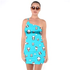 Panda Pattern One Soulder Bodycon Dress by Valentinaart