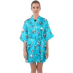 Panda Pattern Quarter Sleeve Kimono Robe by Valentinaart