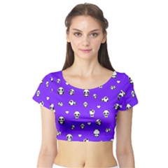 Panda Pattern Short Sleeve Crop Top by Valentinaart