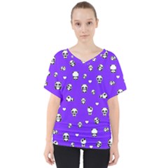 Panda Pattern V-neck Dolman Drape Top by Valentinaart