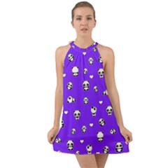 Panda Pattern Halter Tie Back Chiffon Dress by Valentinaart