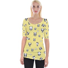 Panda Pattern Wide Neckline Tee