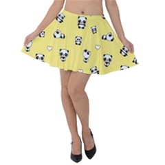 Panda Pattern Velvet Skater Skirt by Valentinaart