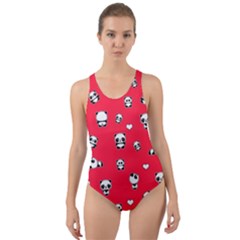 Panda Pattern Cut-out Back One Piece Swimsuit